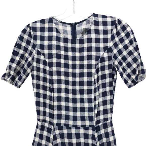 REFORMATION Mini Dress Blue White Gingham Check Fit Flare XS - Picture 2 of 8